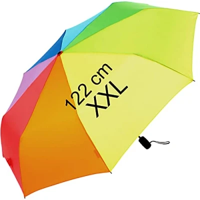 Abbildung von XXL Taschenschirm mit Auf Zu Automatik Full Class 122 cm großes Dach Regenbogen