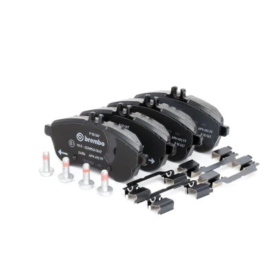 Abbildung von BREMBO P 50 067 Bremsbelagsatz PRIME LINE Ring für Verschleißwarnanzeiger vorbereitet mit Bremssattelschrauben Zubehör kfzteile, mister auto,