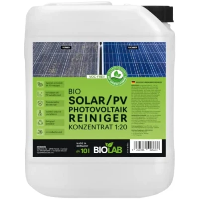 Abbildung von BIOLAB Solar &amp; PV Photovoltaik Reiniger Konzentrat 1:20 (10 Liter Kanister) Solarreiniger zum Reinigen von Solaranlage, Photovoltaikanlage, Solarpanel, Solarmodul, Anlage