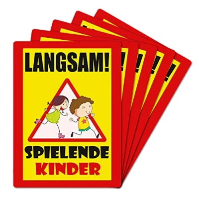 Abbildung von 5 Stück XXL Langsam ! spielende KINDER Schild 30 x 40 cm aus stabiler PVC Hartschaumplatte 5mm mit UV Schutz von STROBO