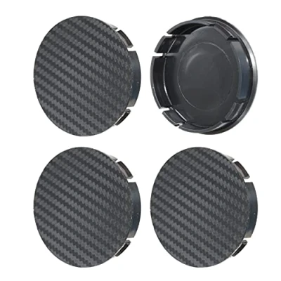 Abbildung von Set 4 Stück x 60mm Nabenkappen Radkappen Kappen Felgenkappen (Carbon Schwarz, SCHWARZ Flach)