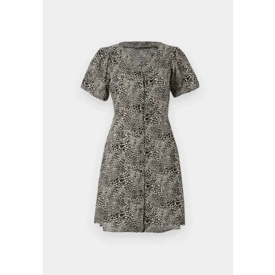 Abbildung von ONLY Onlevida Short Dress Blusenkleid, Damen, Größe: XL, Pumice stone/alma heart leo