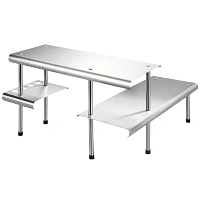 Abbildung von Maximex Küchen Eckregal Mod. Massivo Duo mit 2 Ablagen, schafft Ordnung und Platz, aus Edelstahl, 48,5 x 31 cm