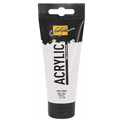 Abbildung von KREUL 84101 Solo Goya Acrylic, 100 ml Tube in weiß, cremige vielseitig einsetzbare Acrylfarbe Studienqualität, auf Wasserbasis, schnell und matt trocknend, gut deckend, wasserfest