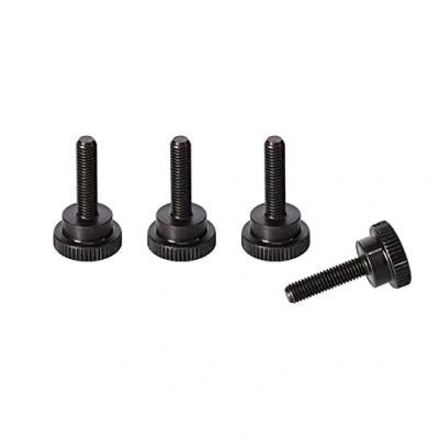Abbildung von Precisiongeek Schwarz Stahl, Schwarzoxid, Ansatzschraube Rändelschrauben M6 x 19mm (4 Stück)