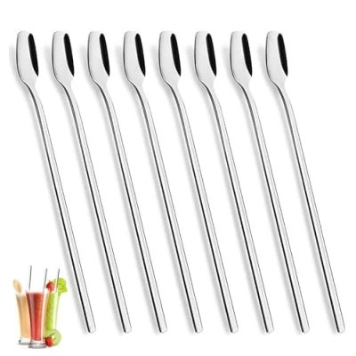 Abbildung von YFWOOD Latte Macchiato Löffel Set,8 teilig, Longdrinklöffel 20.5cm Eislöffel Lange Dessertlöffel Ice Cream Cocktails Desserts Rührlöffel aus Edelstahl