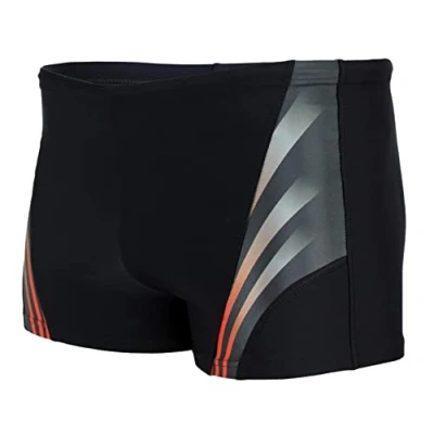 Abbildung von Aquarti Herren Kurze Badehose mit Streifen, Farbe: Schwarz/Rot, Größe: XL