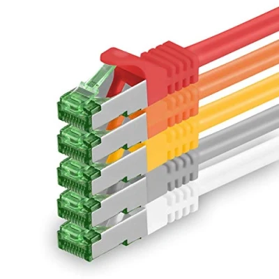 Abbildung von 1aTTack.de 1 M Cat.7 Netzwerk Kabel 5 Stück Cat7 Patch Lan Ethernet RJ45 10 Gbit/s (Alle Internetgeschwindigkeiten) Farben Meter
