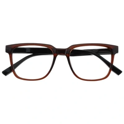 Abbildung von OPULIZE LEO Lesebrille Großes Rechteckiges Gestell Braun Schwarze Bügel Herren Damen Federscharniere R55 2 +2.50
