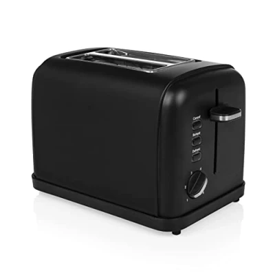 Abbildung von Princess Black Steel Toaster mit Brötchenaufsatz 6 einstellbare Bräunungsstufen, Auftau , Aufwärm und Stoppfunktion, 950 Watt, Krümmelschale, 142396