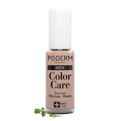 Abbildung von PODERM TEABAUM NAGELLACK COLOR CARE FÜR MANNER Kaschiert Die Gelbe Und Brüchige Nägel 2 in 1 PFLEGE Hergestellt der Schweiz