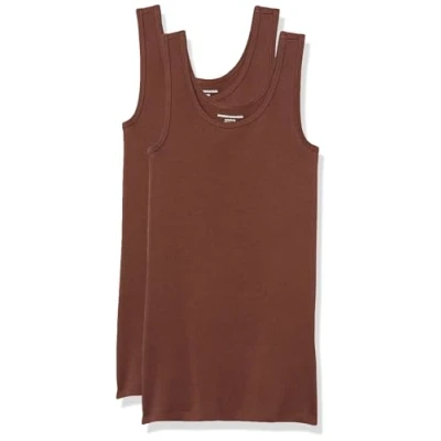 Abbildung von Amazon Essentials Damen Tanktop schlanke Passform, 2er Pack, Braun, L