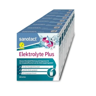 Abbildung von sanotact Elektrolyte Plus (160 Beutel) Elektrolyt Pulver für Flüssigkeitshaushalt Kalium &amp; Magnesium Elektrolytgleichgewicht 100% Vegan Hydration Mit Orangengeschmack