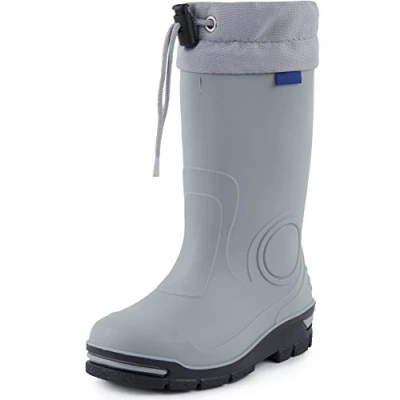 Abbildung von Ladeheid Gummistiefel Kinder mit Schnürung Hohe Regenstiefel für Jungen und Mädchen Bequeme, rutschfeste federleichte Regenschuhe alle Jahreszeiten LARB014 (Grau, 23 24 EU)