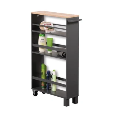 Abbildung von Kesper Rollbares Nischenregal, Material: Spanplatte mit Dekorfolie, Maße: 50 x 15 cm/Höhe: 79 cm, Farbe: Grau, Natur 24856 13