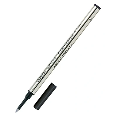 Abbildung von 1x Ersatzmine für Tintenroller, Schreibfarbe schwarz, Strichstärke 0,7 mm, Rollerball Mine von Online, auch Faber Castell, Senator, Schneider, etc., ISO 14145 2, Metallgehäuse, Keramik Kugel