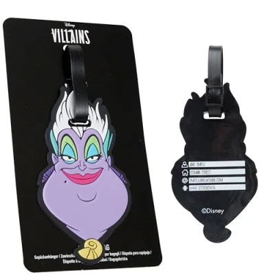 Abbildung von Disney Kofferanhänger für Flugreisen &amp; Kreuzfahrten, Luggage Tag mit Adresse Name Stitch Travel Essentials (Lila Ursula)