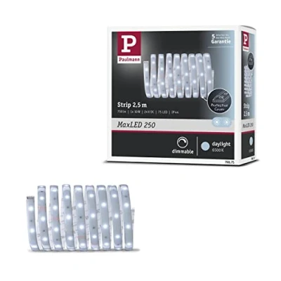 Abbildung von Paulmann LED Streifen »MaxLED 250 Stripe 2,5m Daylight 6500K 10W 24V Silber Kunststoff«, 1 St. flammig, IP44 Cover