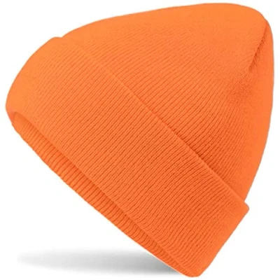 Abbildung von Hatsatar Unisex warme Beanie Strickmütze Wintermütze für Damen &amp; Herren Feinstrick Mütze doppelt gestrickt warm weich (orange)