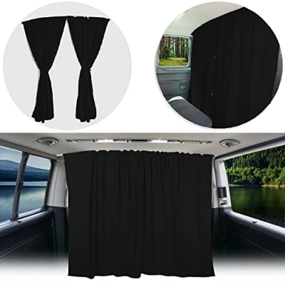 Abbildung von BREMER SITZBEZÜGE Abtrennung Fahrerhaus Sonnenschutz Führerhaus Gardinen Vorhang kompatibel mit VW T5 T6 T6.1 Multivan Transporter Caravelle Schwarz Camping Wohnmobil Zubehör