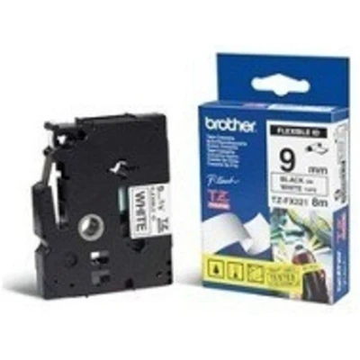 Abbildung von Brother Original P Touch Schriftband TZE FX221 9 mm, schwarz auf weiß (u.a PT H100LB/R, H105, E100/VP, D200/BW/VP, D210/VP) zur Kabel und Rohrbeschriftung, laminiert
