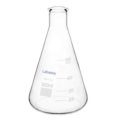 Abbildung von Labasics Erlenmeyerkolben aus Glas, Schmalmund Borosilikatglas Labor Kolben Erlenmeyer Flask mit Robustem Rand 500ml