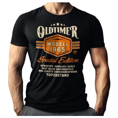 Abbildung von Herren T Shirt als Geschenk für Männer zum 60. Geburtstag: Oldtimer Modell Jahrgang 1965 in Topzustand