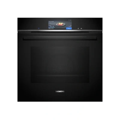 Abbildung von Siemens HB778G3B1,Q700 Smarter Einbau Backofen, 60 x cm, Made in Germany, Pyrolyse &amp; Hydrolyse Selbstreinigung, Bratenthermometer, Air Fry, Backautomatik, Farbiger Touchscreen, 4D Heißluft, Schwarz
