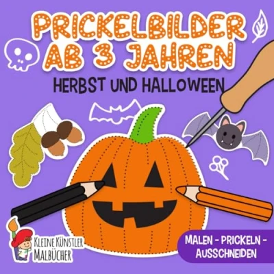 Abbildung von Prickelbilder ab 3 Jahren: Herbst und Halloween Malen, Prickeln, Ausschneiden Basteln! Prickelblock für Jungen Mädchen Bastelbuch Kinder