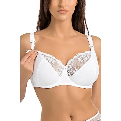 Abbildung von Teyli Damen Still BH Bügel Grosse Grössen Umstandskleidung mit Spitze Große Brüste BHS Stillen Weiß 75D