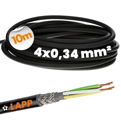 Abbildung von 10 Meter Lapp 1030497 LiYCY geschirmte Steuerleitung 4x0,34 mm² I UV resistent Signalkabel 4 adrig Datenkabel für Außenbereich Lötkabel Verbindungsleitung LED Anschlussleitung schwarz