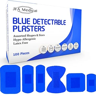 Abbildung von JFA Medizinische Blaue Pflaster, 6 Verschiedene Größen, 100 Pflaster pro Packung
