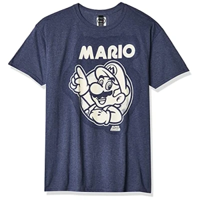 Abbildung von Nintendo Herren So Mario T Shirt, Marineblau, meliert, XL
