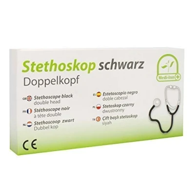 Abbildung von Medi Inn Stethoskop Doppelkopf, 1 Schlauch System, schwarz, PZN: 04461778, Stück