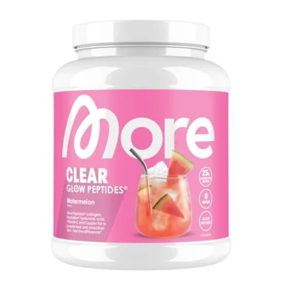 Abbildung von MORE Clear Glow Peptides, Wassermelone, 600 g, unterstützt Muskeln, Haut, Gelenke, Sehnen und Bänder, geprüfte Qualität made in Germany