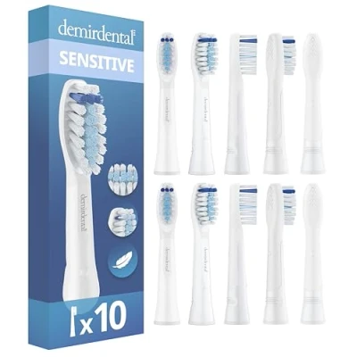 Abbildung von Sensitive Aufsteckbürsten von demirdental für Oral B Pulsonic, weiche Ersatzbürsten, auch Slim One Clean Luxe, 10 Stück