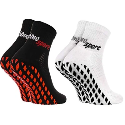 Abbildung von Rainbow Socks Neo ABS Sport Damen Herren Neon Sneaker Stopper Socken 2 Paar Schwarz Weiß + Größen 39 41