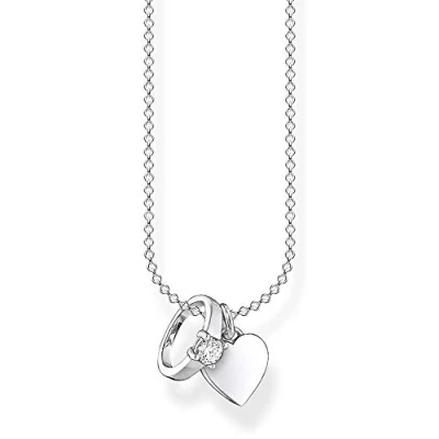 Abbildung von Thomas Sabo Damen Halskette Ring mit Herz 925 Sterlingsilber, 38 45 cm Länge