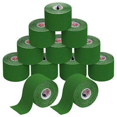 Abbildung von ALPIDEX Kinesiologie Tape 1/3/ 6/12 Rollen Viele Farben 5 m x cm Anwendungsbroschüre Elastisch Wasserfest Hautfreundlich Physio Muskel Set, Farbe:grün, Menge:12
