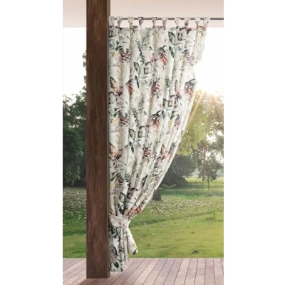 Abbildung von Eurofirany Garden Outdoorvorhäng mit Schlaufenschal 1 STK. Abnehmbaren Schlaufen, Sonnenschutz Sichtschutz Winddicht Wasserdicht Vorhäng für Pavillon Terrasse Pergola, 155x260 cm, Grau Aufdruck