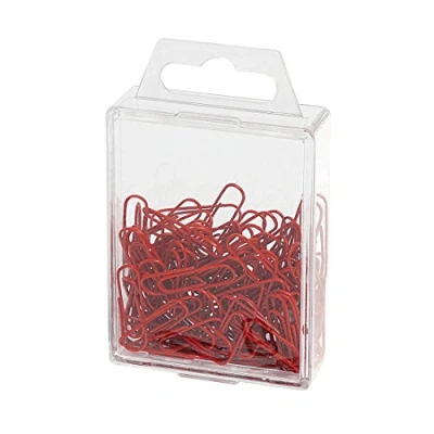 Abbildung von Wedo 901244202 Büroklammern (Metall, 27 mm, mit Kunststoffüberzug) 100 Stück, rot