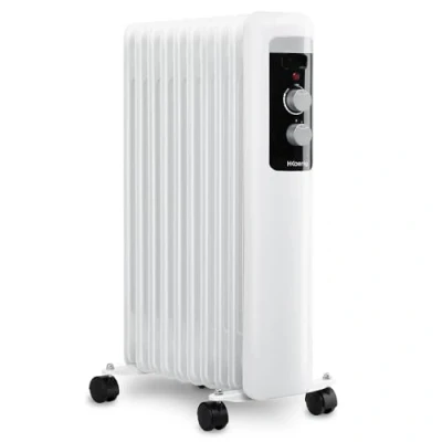 Abbildung von H.Koenig WARM110 Ölradiator, 3 Leistungsstufen, elektrischer Heizkörper, geringer Energieverbrauch, automatische Abschaltung, regelbarer Thermostat, Mobiler Heizkörper weiß, 2500 Watt
