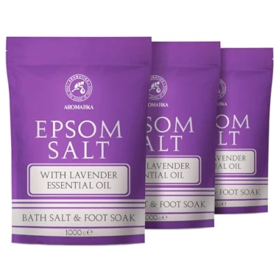 Abbildung von Epsom Salz Badesalz 3х1000g mit Ätherischen Lavendel Öl Magnesiumquelle Mineralsalz Aromatherapie Badewanne Körperpflege Guter Schlaf