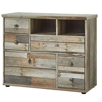 Abbildung von Stella Trading Bonanza Vintage Kommode in Driftwood Optik ausdrucksstarkes Retro Sideboard mit viel Stauraum für Ihren Wohnbereich 99 x 80 39 cm (B/H/T)