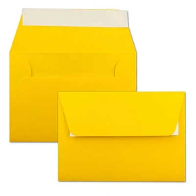 Abbildung von 25x Briefumschläge Honig Gelb DIN C6 Format 11,4 x 16,2 cm Haftklebung Kuverts ohne Fenster Weihnachten, Grußkarten &amp; Einladungen Für A6 A4 Papier
