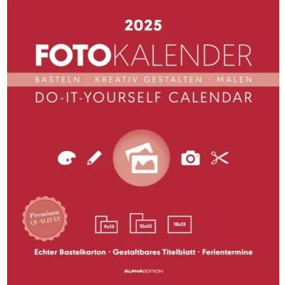 Abbildung von Foto Bastelkalender rot 2025 Do it yourself calendar 21x22 cm datiert Kreativkalender Kalender Alpha Edition: