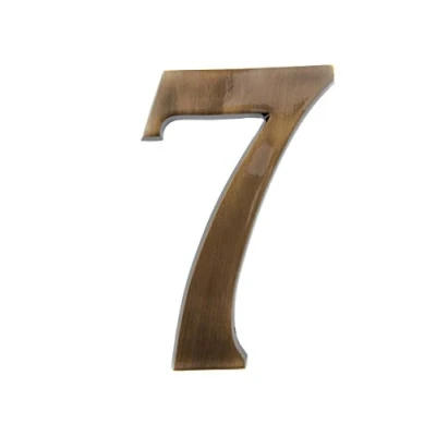 Abbildung von HUBER Hausnummer 7 aus Messing 20 cm I Hausnummern für Haus &amp; Tür XL Hausnummernschilder in edlem 3D Design, house number