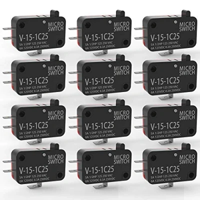 Abbildung von Gebildet 12Stücke Mikroschalter V 15 1C25, 125V/250V 15A Tastentyp Momentanen Endschalter, 3 Pins SPDT Snap Action Miniature Basic Micro Schalter (Schließer/Öffner)