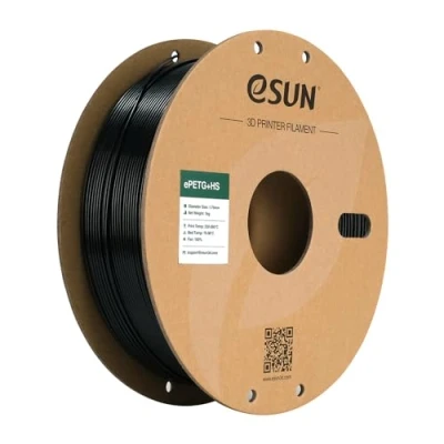 Abbildung von eSUN PETG Filament 1.75mm, PETG+HS Hochgeschwindigkeits 3D Drucker Filament, Maßgenauigkeit +/ 0.03mm, 1KG Spule (2.2 LBS) Schnelligkeit für High Speed Drucker,Einfarbig Schwarz