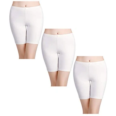 Abbildung von wirarpa Unterhosen Radlerhose Boxershorts Damen Hoher Bund Baumwolle Shorts Panties Lange Unterwäsche 3er Pack Weiß Größe M